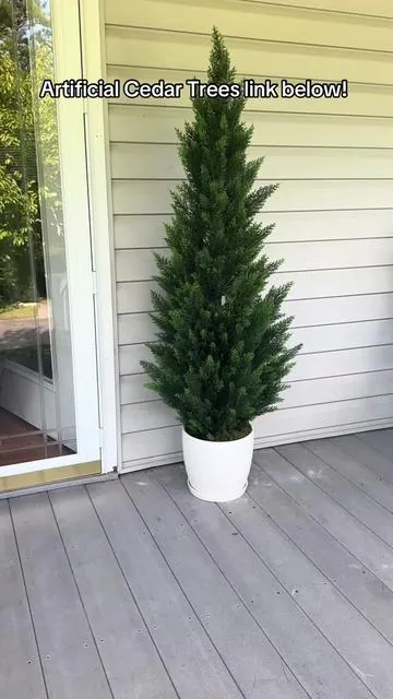Bring the beauty of nature into your space—without the upkeep! 🌿✨ These artificial cedar trees are the perfect way to enjoy lush greenery year-round. With their realistic look and vibrant color, they add warmth, charm, and a touch of the outdoors to any setting—whether you’re brightening up your front porch, sprucing up the patio, or creating a cozy indoor corner. Unlike real plants, there’s no watering, trimming, or worrying about sunlight—just effortless beauty that lasts season after season. Their timeless design makes them versatile for every style, from modern minimalistic to rustic farmhouse. Use them as a welcoming statement at your entryway, pair them with decorative planters for a polished look, or style them indoors to bring that refreshing greenery vibe inside. 🍃 No shedding, no fading, no hassle—just a classic touch of greenery that always looks fresh. A simple way to elevate your home, office, or outdoor space! #cedartrees #frontporch #frontporchdecor #decor #christmasdecor 