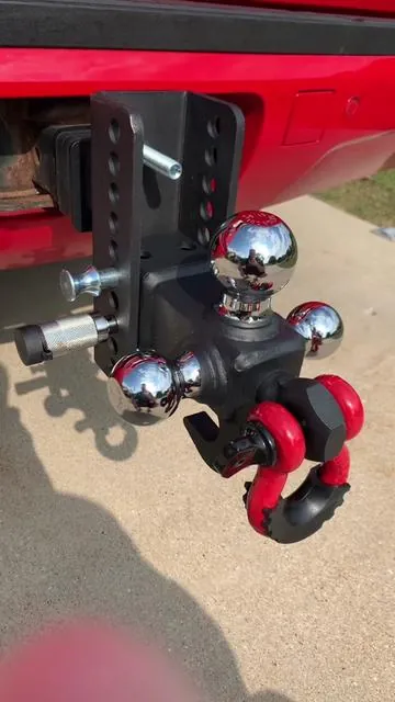 TYT Adjustable Heavy-Duty Trailer Hitch Tri-Ball Mount with Locks&Pin&Rotatable Tow Shackle, Fits 2-in Receiver, 6-7/8" Rise/Drop, 1-7/8" & 2" &2-5/16" Ball, 10000LBS GTW #trailerhitch #adjustabletrailerhitch #trailerhitches