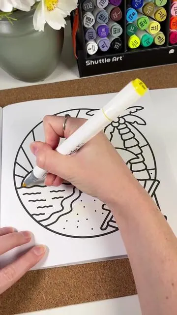 Color with me!! The smoothness of the ink and ASMR sounds of these alcohol markers are so relaxing 😌✨ @Shuttle Art #shuttleart #adultcoloring #alcoholmarkers #colorwithme #asmrcoloring 