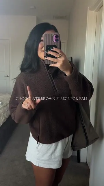 This is honestly one of my favorite jackets now hehe! Love the color, the fit, and how cozy it is! Will be wearing this for Chilly morning Fall walks or coffee runs! Fleece Pullover. Fall Jackets. Fall Outfit Inspo. #outfit #fleecepullover #fallfashion #jacket #outfitinspo 