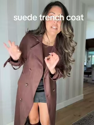 The most beautiful suede trench coat for fall 🍂 #trenchcoat #trenchcoatoutfit #coat #fallcoat #falljacket 