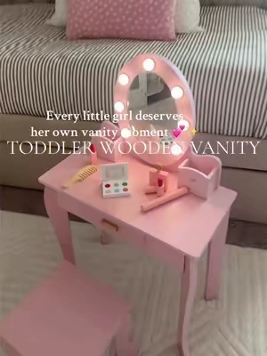 This pink vanity set is straight out of a princess dream 👑💄 it lights up, has storage for all their treasures, and comes with the cutest matching stool! Perfect for playtime or their first beauty setup 🩷 #toddlergirl #kidsroomdecor #girlmom #giftideasforkids #tiktokshopfalldealsforyou 