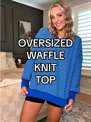 The most comfortable and cute viral waffle knit sweatshirt is finally back in stock! I’ve wanted this color for WEEKS and it’s been sold out so snag it quick! @Fisoew Sports #waffleknit #oversizedtop #fashiontok #tiktokshopfalldealsforyou #waffleknitshirt 