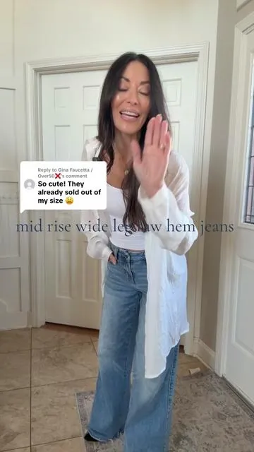 Replying to @Gina Faucetta /Over50❌  These mid rise wide leg raw hem jeans in the PERFECT timeless wash are BACK! RUN! 