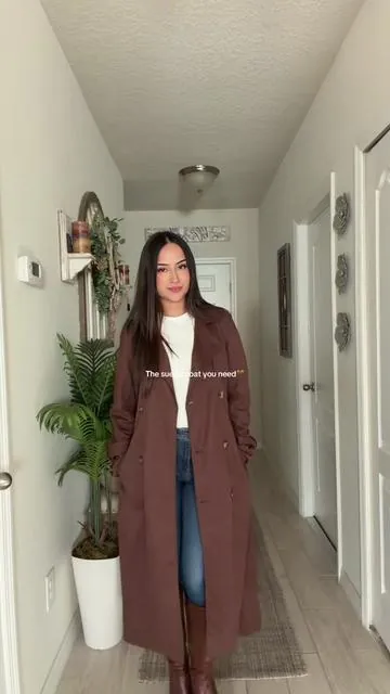 The quality of this coat is surprisingly good, soft material and thick warm! Wearing an XS!#coat #trenchcoat #suedecoat #longcoat #womenfashion 