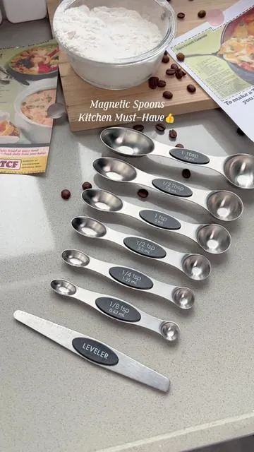 The gorgeous measuring spoons for the kitchen fall season 🤎🍁✨ #allsteelknife #temptationsbakeware #practicalhomegoods #homehacksessentials #toolloversmusthave #sourdoughkitforbeginners #magnetstickers #kitchesessentials #2in1measuringtool #outdoorgrilling #tiktokmademebuyit #fyp #foryoupage #measuringtape #measuringspoons #measuringcups #measuringspoon #kitchenhacks #kitchengadgets #kitchenremodel #magneticmeasuringspoons