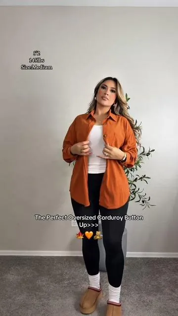 Love an oversized button up for fall !😍👌🏽🍁🎃 #corduroy #falloutfits #fallfashion #cozy#tiktokshopblackfridaysale 