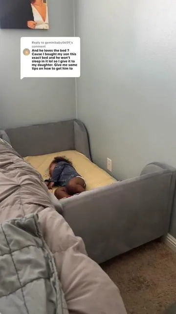 Replying to @geminibaby0609_ yes I’m thankful he likes to sleep in this toddler bed. It’s soft and comfortable for him so it’s not hard to keep him asleep in it. #toddlerbed #bedframe #kidsroom #toddlersleep #tiktokshopblackfriday 