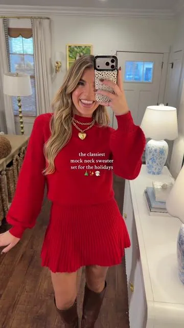 SO classy - & it looks and feels so expensive but it’s SO affordable! Perf for gamedays too! 🎄❤️🏈 wearing size M & I’m 5’9! #mocknecksweater #classyfashion #holidayfashion #gamedayoutfit #affordablefashion