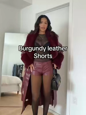 Finally found the perfect burgundy leather shorts @Edikted #outfitinspo #leathershorts #tiktokshop #fypシ #OOTD 
