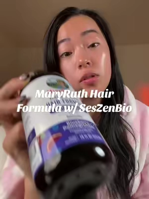 Been taking these MaryRuth hair growth formulas with sezinbio for a few weeks now and I swear my hair feels thicker when I wash it 😭 lol I just wanted to see if it actually worked. My edges and ponytail are finally looking fuller again. #maryruthsorganics #ThickerHair  #HairCareTips #WellnessRoutine #HairSupplement 