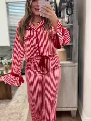 The cutest girly Christmas pajamas 🎄 #AffordableFashion #ChristmasPajamas #Christmas #Outfit #Fashion 