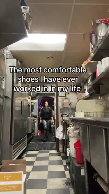 These are the most comfortable shoes I have ever worked in my entire life and I’ve been waitressing since I was 14 and bartending since 25. Being in my four days I definitely needed to up my shoe game no more working an unsupportive shoes that hurt your feet and your back. My feet are always so tired and so sore working 40+ hours a week. These shoes have been a dream to work in and I’ve only had them for five days. I’m gonna link them down below if you want to feel the extreme comfort that I’m feeling. They are like walking on pillows and they are no slip. They also have 1 million different colors. I just picked black with a black souls because I’m wearing them to work in. I have the khaki ones on the way. #shoes #workshoes #lookforless #comfortableshoes #bartender 