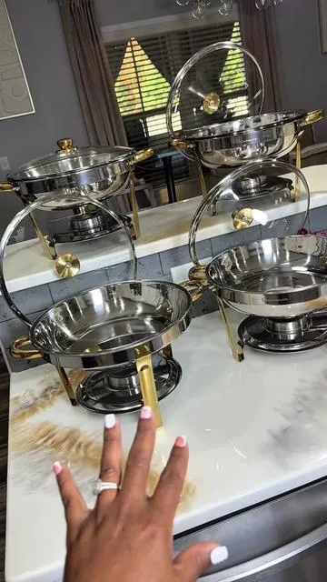If you're someone who loves to host...these are your new secret weapon. These chafing dish warmers keep your food hot OR chilled on ice, and they give a luxury feel! #thanksgiving #chafingdish #holidaydinner #foodwarmer #tiktokshopblackfriday