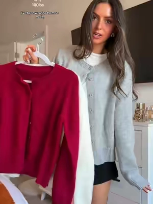 I wear these so much the pack of 3 is so worth it ##knitsweater##3pack##cardigan##tiktokshopblackfriday##warmoutfit