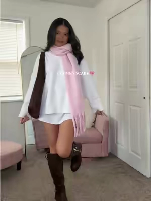 BABY PINK SCARF 💖 #scarf #scarfoutfit 