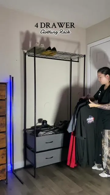 Also available with wheels! Drawers are more spacious than I thought 😍 #clothingrack #raybeefurniture #storagehacks 