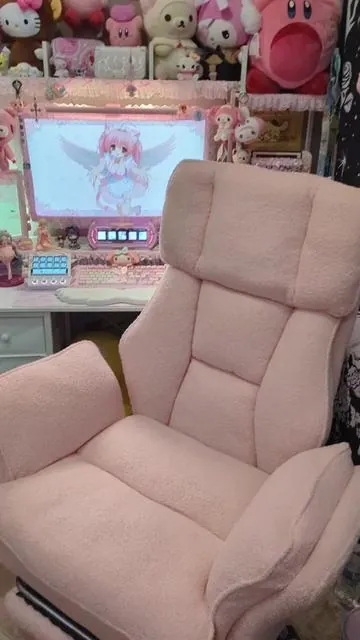 the coziest chair ever and I'm not exaggerating! 😭 I bought it myself but I linked it if anyone wants their own!! #officechair #gamingchair #gamingsetup #desksetup #cutecore🎀🦴🍮🐾 