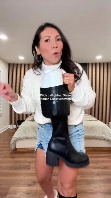 Wide calf girlies, it’s our moment 😭👏🏼 Steve Madden just dropped these knee-high boots on TikTok shop AND they are on sale!! They zip up my calves with zero struggle! Linking them because… WOW. @stevemadden #tiktokshopcreatorpicks #tiktokshopholidayhaul #widecalfboots #widecalfkneehighboots #kneehighboots 