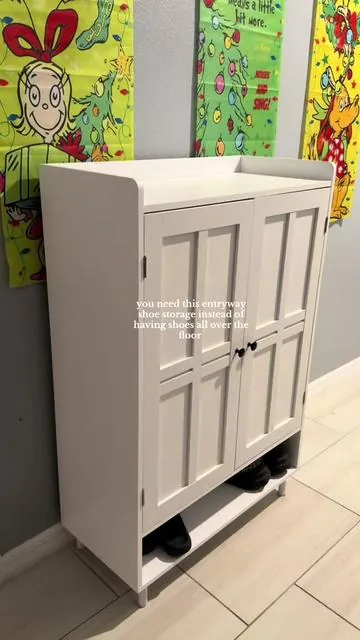 stop having your shoes all over the front door floor, you need this entryway shoe storage 👟 #entrywaydecor #shoestorage #tiktokshopfinds #tiktokshopcreatorpicks #furniture 