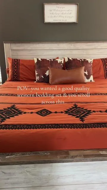 Went out of my comfort zone with the burnt orange & im so glad I did! Im obsessed!😍🤎🤠 #westernstyle #beddingsets #westerndecor #comforterset #tiktokshopholidayhaul 