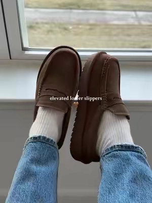 I love these :)) so comfy but so cute with my work from home outfits 🤎 #loaferslippers #slippers #sliponshoes #loafers #tiktokshopjumpstartsale @Cushionaire 