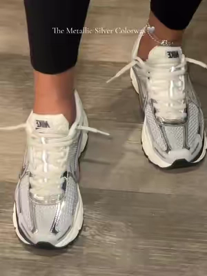 The metallic silver colorway with these Nike Vomero 5s.. #vomero5 #nike #tiktokshop 