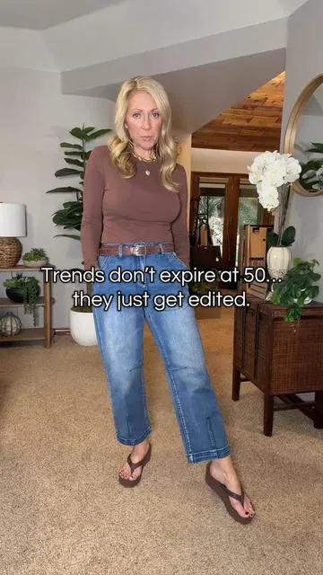 These jeans are comfortable, flattering, and quietly current.  #fashionover50 #over50style #styleover50 #timelessfashion #creatorsearchinsights 