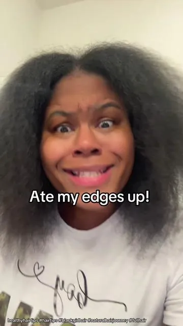 Postpartum tore my edges up, but Bask & Lather fought back! #healthyhairtips #hairtips #blackgirlhair #naturalhairjourney #fullhair 