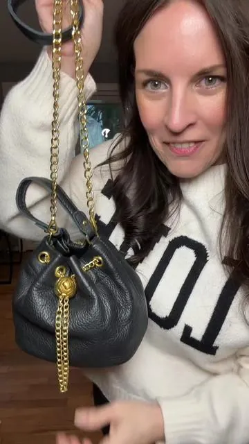Genuine leather mini bucket bag #purse #handbag #clutch #chainpurse #designerbags    