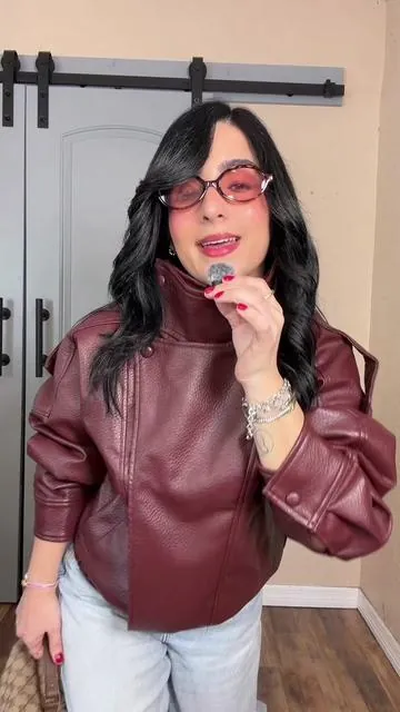 Faux Leather Jacket #fauxleatherjacket #leatherjacket #viraljacket #tiktokshopcreatorpicks  