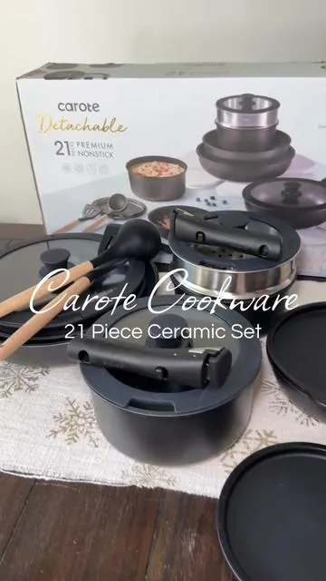 The black is so gorgeous #carote #carotepotsandpanset #carotecookware #potsandpans #detachablehandlecookwareset 