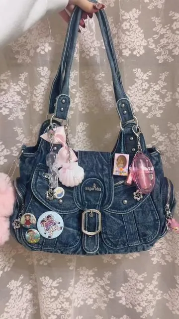 Angelkiss denim purse 🎀 ##angelkiss##y2k##y2kfashion##whatsinmybag##jfashion