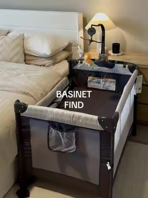 love products that make newborn life easier... and this little 4-in-1 does EVERYTHING. Bedside sleeper + playpen + storage + travel crib. Lowkey a must-have for new moms tbh 🤍✨ #momtok #newmomlife #babytok #tiktokshopfind #basinet