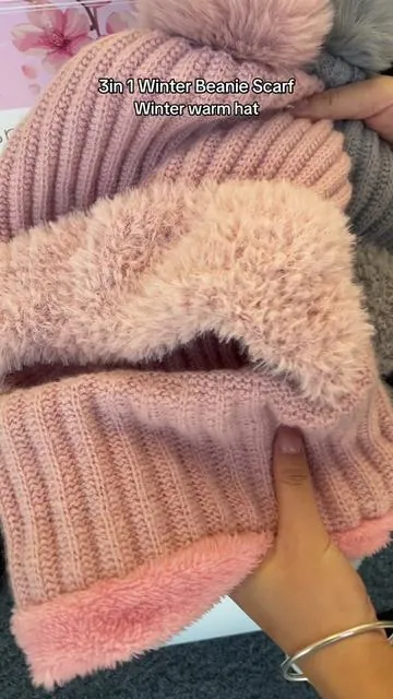 3in 1 Winter Beanie Scarf Winter warm hat#fyp #tiktokshop #hat #warm 
