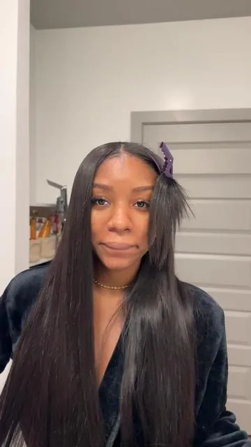 clip in install tutorial 🎀 easy, simple and seamless silky straight clip ins from @Luvmehair !  #clipins #luvmehair #middlepart #straighthair #wiginfluencer 