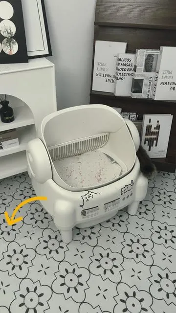 ECORUI Self Cleaning Litter Box Open Top Automatic with App Control for Multiple Cats Safety Sensors Protection Cream White 16.5"x16.5" Entrance 10.5L Compartment 