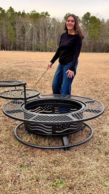 If you love a Firepit and cooking over an open fire the outvue Firepit is perfect for backyard fun.  #firepit #grill #tiktokshopfinds #tiktokshopjumpstartsale #tiktokshopcreatorpicks 