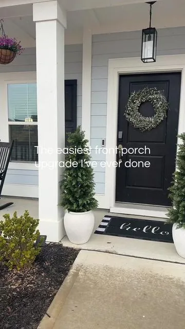The easiest front porch upgrade I’ve ever done #FrontPorch #ArtificialTrees #ArtificialPlant 