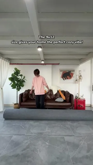 The 9’x12’ rug size gives your home the perfect cozy vibe.#rug #rugs #carpet #tufting #rugtok 