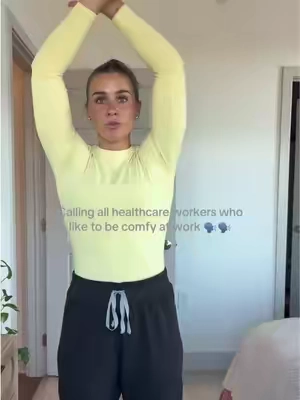 You won’t ever want to go back to scrub tops🤭🩺 but seriously so stretchy and fun to mix and match all the colors !! 

#scrubs #healthcareworker #underscrubs #nurse 