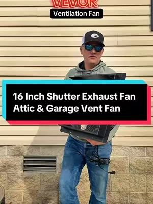 VEVOR 16 Inch Shutter Exhaust Fan | Wall-Mounted Attic & Garage Vent Fan with Smart Thermostat Description The VEVOR 16-inch shutter exhaust fan is built to move serious air fast. Designed for garages, workshops, barns, sheds, and attics, this wall-mounted fan automatically opens and closes its metal shutters while the smart digital controller manages temperature and ventilation for you. It’s a solid choice for heat, humidity, smoke, and odor removal without babysitting it. Key Features / Talking Points • 16-inch high-airflow exhaust fan • Wall-mounted design for garages, shops, barns, and attics • Automatic metal shutters (open when running, close when off) • Smart digital thermostat with programmable settings • Helps reduce heat, moisture, fumes, smoke, and odors • Heavy-duty construction for continuous use • Quiet, efficient operation compared to box fans • Ideal for summer heat control and year-round ventilation Best Use Cases • Garages & workshops • Attics & storage spaces • Barns & animal shelters • Greenhouses • Smoking, welding, or woodworking areas Keyword Block (SEO) 16 inch shutter exhaust fan wall mounted exhaust fan garage ventilation fan attic vent exhaust fan shop exhaust fan high airflow wall fan metal shutter exhaust fan thermostat controlled exhaust fan Top Hashtags #TikTokShopCreatorPicks #GarageVentilation #WorkshopSetup #AtticFan #VEVOR