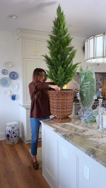 They look so real! & they come in so many sizes too! These 5’ faux artificial cedar trees are going to be so beautiful on the patio!  #porchdecor #fauxtree #artificialtree #homedecor #tiktokshopcreatorpicks 