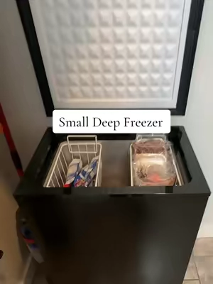 This deep freezer is perfect for our small laundry room! #deepfreezer #chestfreezer #freezer #foodstorage 