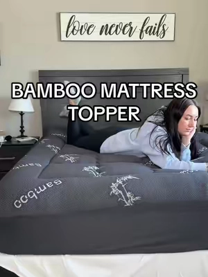 Bamboo mattress topper was the ticket to the BEST sleep🤌🏼☁️💤 #mattresstopper #bamboomattresstopper #coolingmattresstopper #mommusthave 