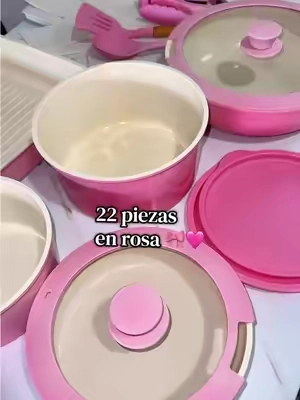 22 piezas en rosa 🎀🩷  #Home #nonstickpans #cookwareset #pinkkitchen #tiktokshopcreatorpicks  
