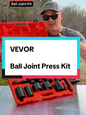 VEVOR 21-Piece Ball Joint Press Kit – Heavy Duty C-Frame Press Tool Set for Ball Joint Removal & Installation Description: Make ball joint removal and installation easier with the VEVOR 21-piece Ball Joint Press Kit. This heavy-duty C-frame press tool set is designed for removing and installing press-fit ball joints, U-joints, and brake anchor pins on most 2WD and 4WD vehicles. Built from durable forged steel, this kit provides the strength needed for stubborn suspension components. Perfect for DIY mechanics, garage repairs, and professional shop use. Comes organized in a durable carry case for easy storage and transport. Key Features: • 21-piece complete press kit • Heavy-duty forged C-frame design • Works on most 2WD & 4WD vehicles • Removes & installs ball joints and U-joints • Durable black oxide finish for corrosion resistance • Includes multiple adapters & receiving tubes • Organized heavy-duty storage case Keywords: ball joint press kit, C-frame ball joint tool, ball joint removal tool, suspension repair tools, U-joint press kit, mechanic tool set, automotive repair kit, heavy duty ball joint installer Hashtags (5 max): #TikTokShopCreatorPicks #TikTokShopStockUp #MechanicTools #GarageLife #DIYAuto