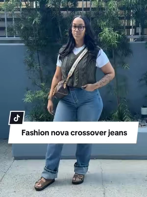 I love a cute crossover jean. I’m wearing a size 11. @Fashion Nova #crossoverjeans #fashionnovajeans #tiktokshopcreatorpicks #TikTokShopSpringGlowUp #ttsfashionweek 