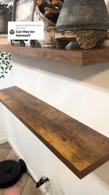Replying to @MeMyselfandI Hello, did you mean adding trim molding or resizing? The first one may be doable… #floatingshelves 