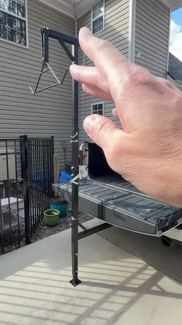 This deer hoist makes gutting your deer, hog or other animals, easy and efficient. It allows you to do it anywhere #Hunting #Deer #Hog #Truck #Outdoors 